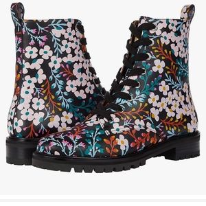 Kate Spade Floral Combat Boots - Black Multi